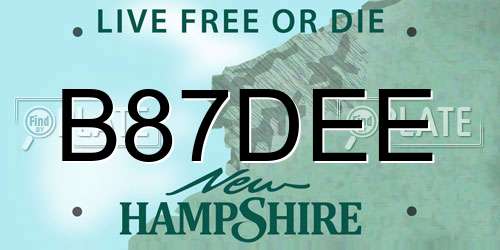 B87DEE New Hampshire License Plate