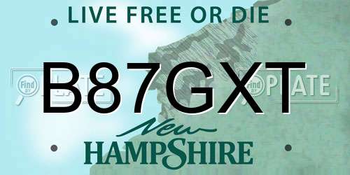B87GXT New Hampshire License Plate