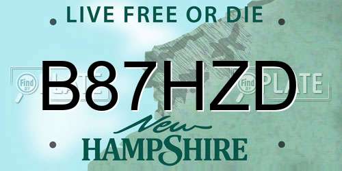 B87HZD New Hampshire License Plate