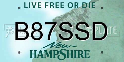 B87SSD New Hampshire License Plate