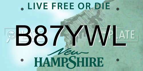 B87YWL New Hampshire License Plate