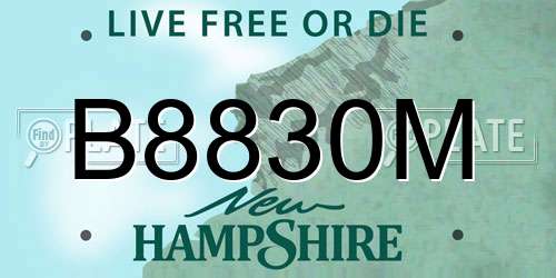 B8830M New Hampshire License Plate