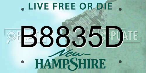 B8835D New Hampshire License Plate