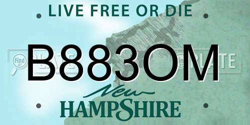 B883OM New Hampshire License Plate