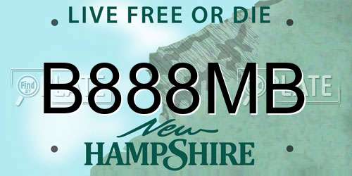 B888MB New Hampshire License Plate