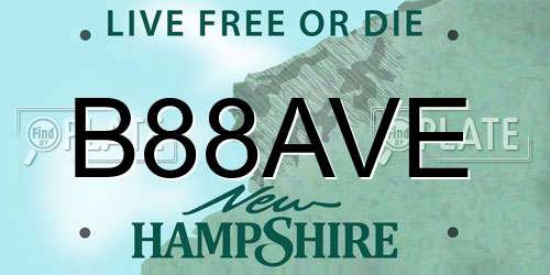 B88AVE New Hampshire License Plate