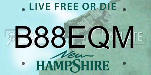 B88EQM New Hampshire License Plate