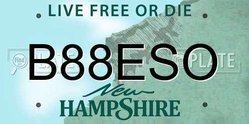 B88ESO New Hampshire License Plate
