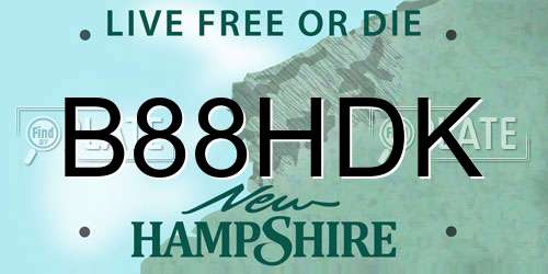 B88HDK New Hampshire License Plate