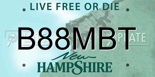 B88MBT New Hampshire License Plate