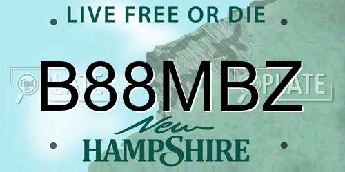 B88MBZ New Hampshire License Plate