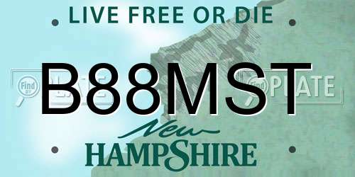 B88MST New Hampshire License Plate