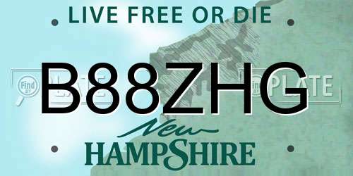 B88ZHG New Hampshire License Plate