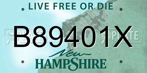 B89401X New Hampshire License Plate