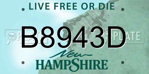 B8943D New Hampshire License Plate