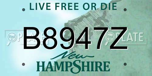 B8947Z New Hampshire License Plate