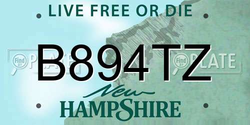 B894TZ New Hampshire License Plate