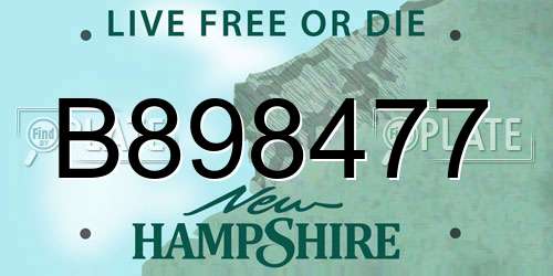 B898477 New Hampshire License Plate