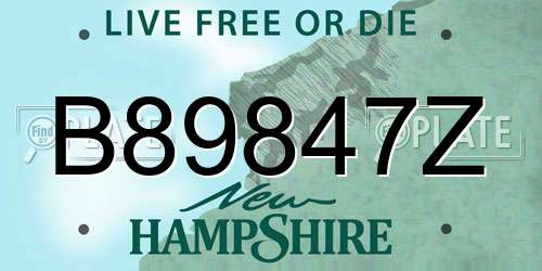 B89847Z New Hampshire License Plate