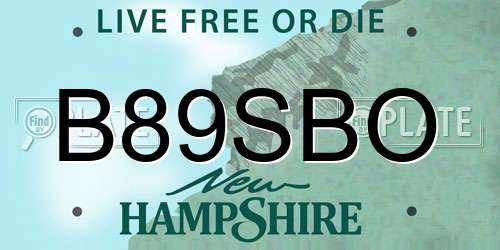 B89SBO New Hampshire License Plate