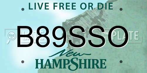 B89SSO New Hampshire License Plate