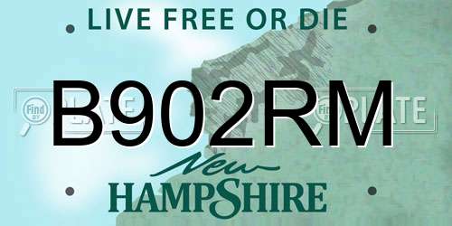 B902RM New Hampshire License Plate