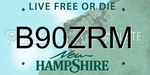 B90ZRM New Hampshire License Plate
