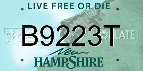 B9223T New Hampshire License Plate