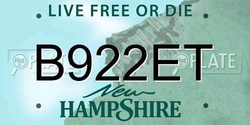 B922ET New Hampshire License Plate