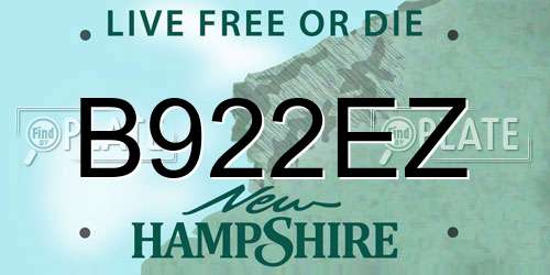 B922EZ New Hampshire License Plate
