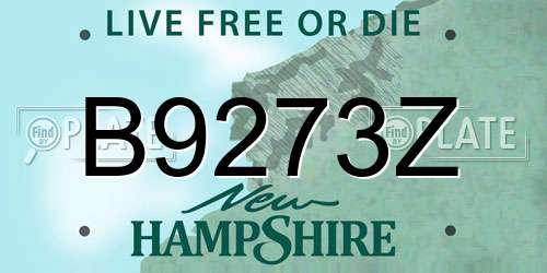 B9273Z New Hampshire License Plate