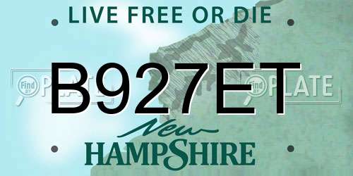 B927ET New Hampshire License Plate