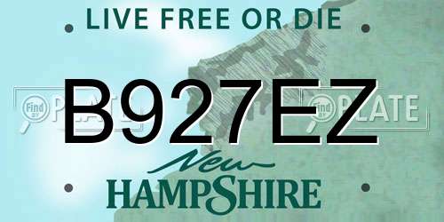 B927EZ New Hampshire License Plate