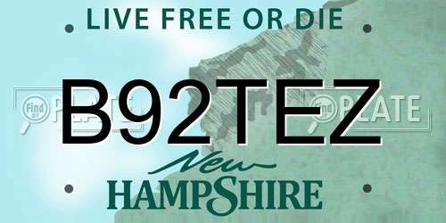 B92TEZ New Hampshire License Plate