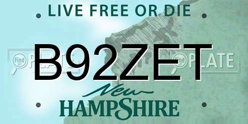 B92ZET New Hampshire License Plate