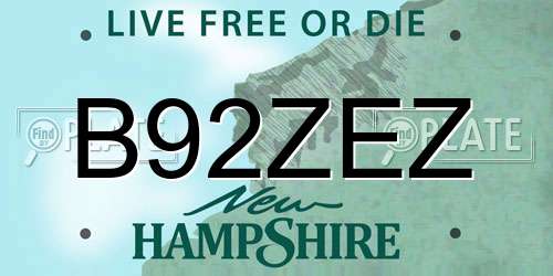 B92ZEZ New Hampshire License Plate