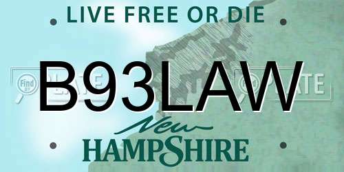 B93LAW New Hampshire License Plate