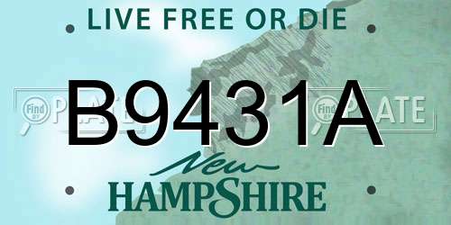 B9431A New Hampshire License Plate