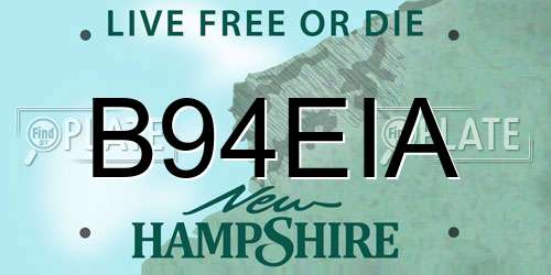 B94EIA New Hampshire License Plate