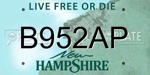 B952AP New Hampshire License Plate