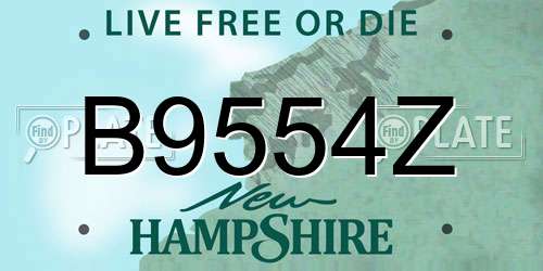 B9554Z New Hampshire License Plate