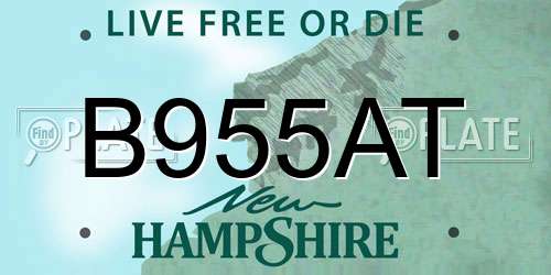 B955AT New Hampshire License Plate