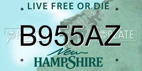 B955AZ New Hampshire License Plate