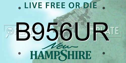 B956UR New Hampshire License Plate