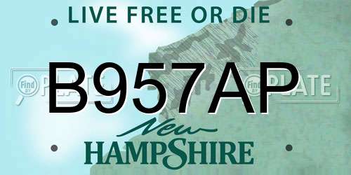 B957AP New Hampshire License Plate