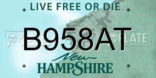 B958AT New Hampshire License Plate