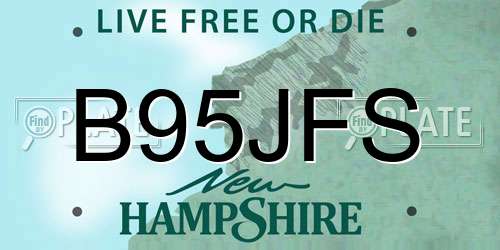 B95JFS New Hampshire License Plate