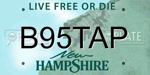 B95TAP New Hampshire License Plate