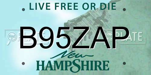 B95ZAP New Hampshire License Plate