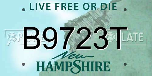 B9723T New Hampshire License Plate